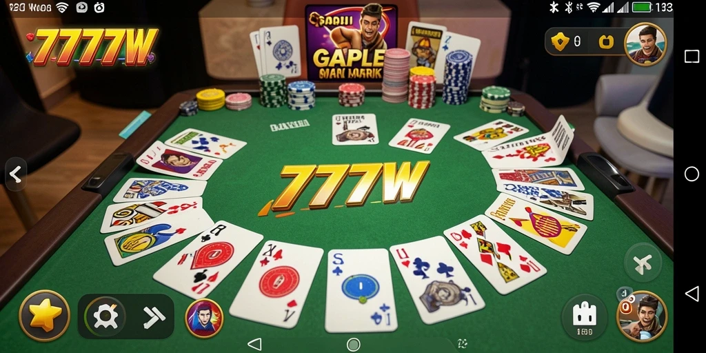 Tampilan gameplay seru dari game Gaple 7777W.