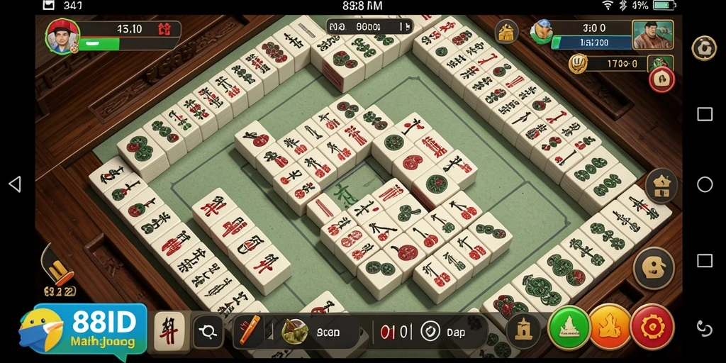 Tampilan gameplay Mahjong yang mengasyikkan di 88ID.