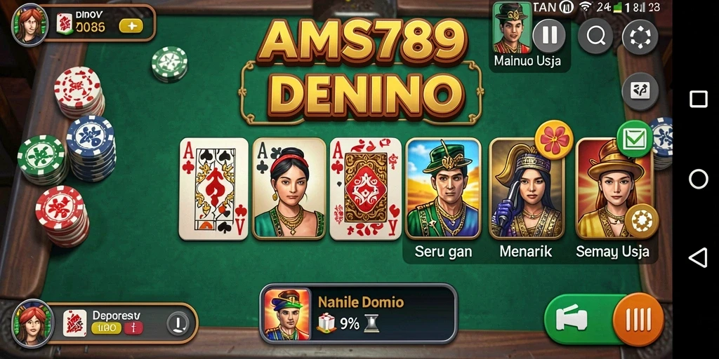 Tampilan gameplay seru dari AMS789 yang menampilkan strategi domino.
