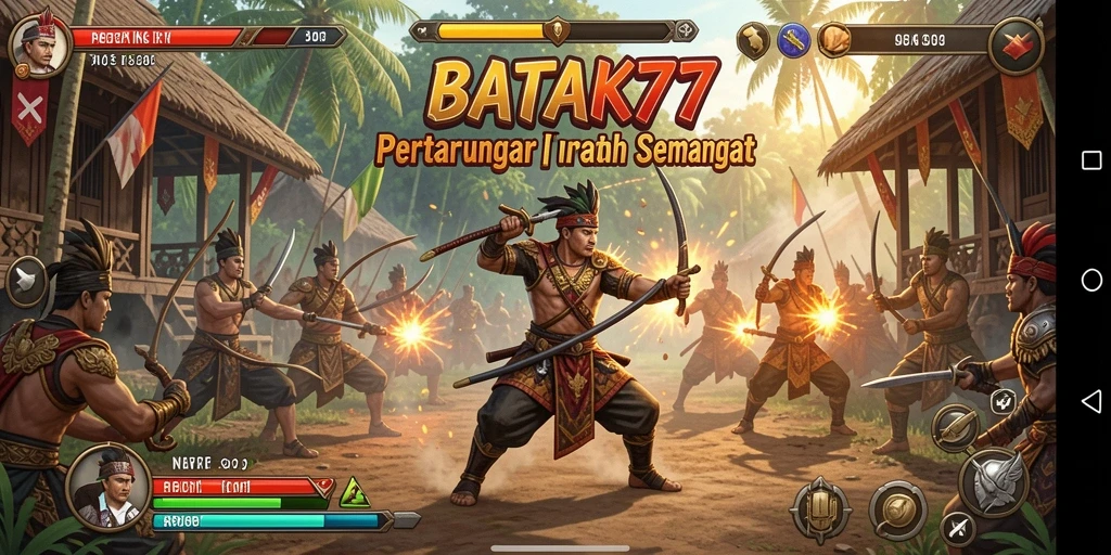 Tampilan gameplay seru dan beragam aksi pertarungan dari BATIK77.