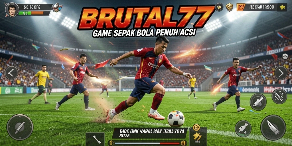 Tampilan intens dari pertandingan sepak bola di BRUTAL77.