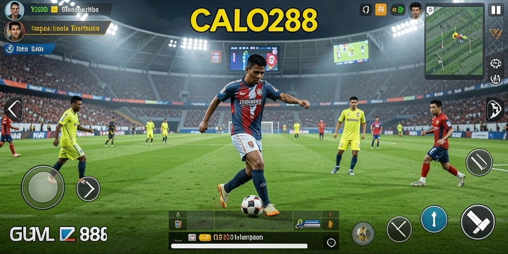 Tampilan gameplay seru dalam CALO288 yang menampilkan pertandingan sepak bola.
