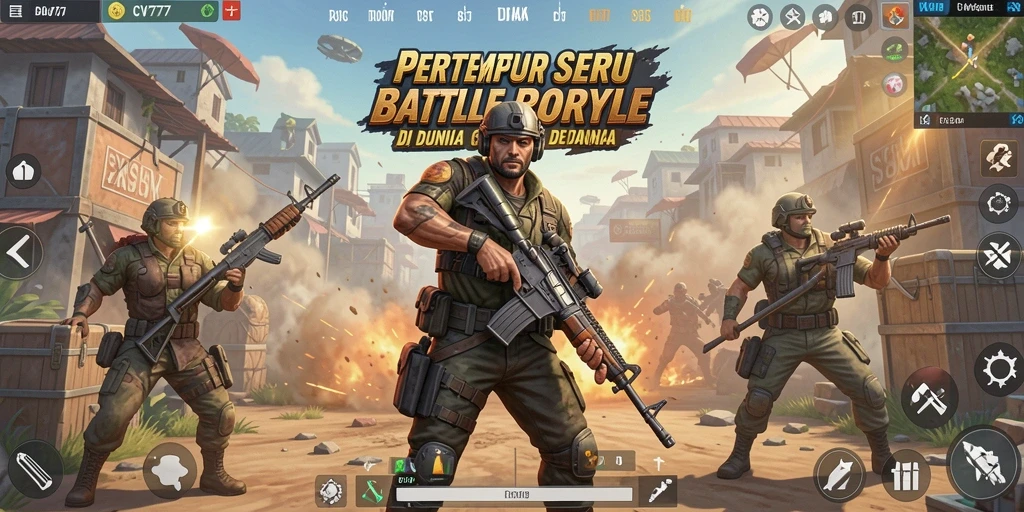 Tampilan gameplay CV777 yang mendebarkan dan penuh aksi Battle Royale.