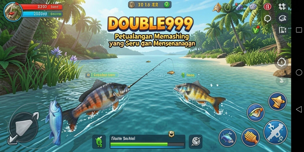 Tampilan gameplay DOUBLE999 yang menampilkan pengalaman memancing yang mendebarkan.