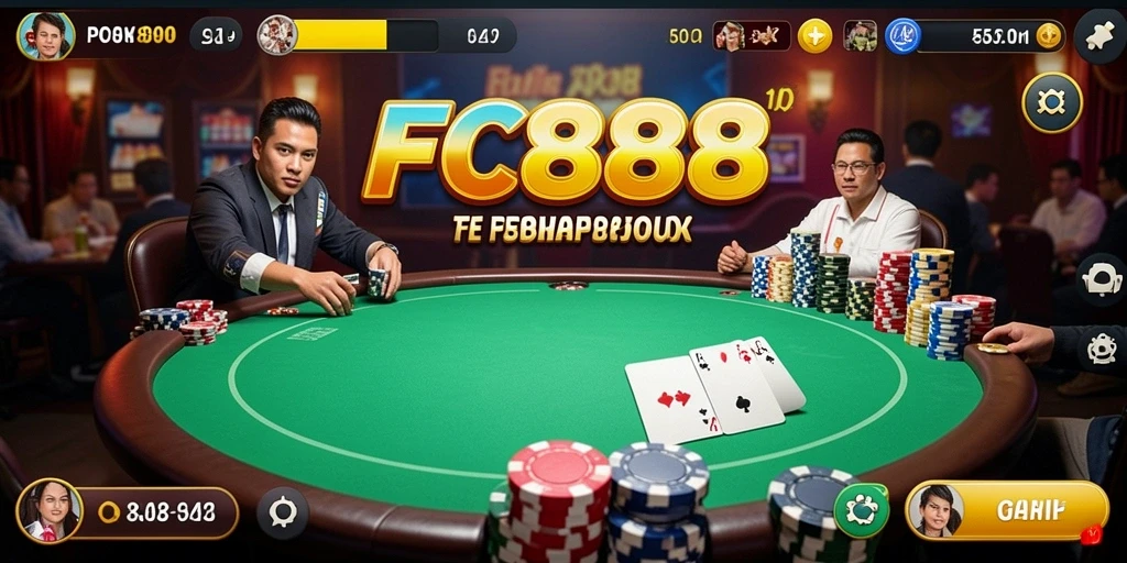 Screenshot menunjukkan momen seru dalam permainan poker FC888.