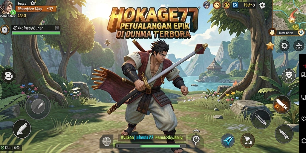 Screenshot gameplay HOKAGE77 menampilkan petualangan seru di dunia terbuka.