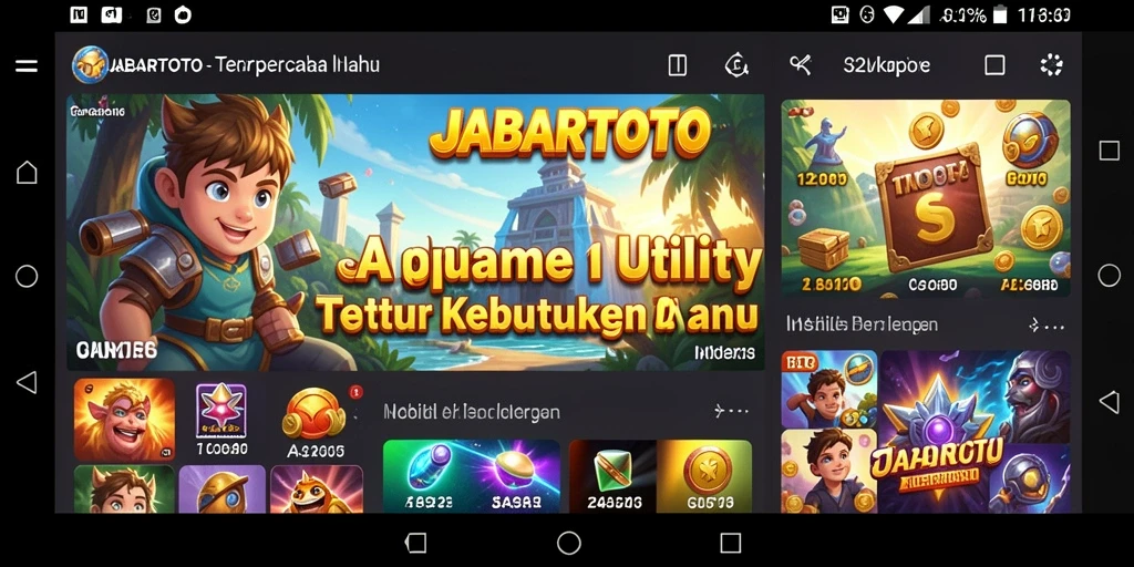 Screenshot utama JABARTOTO menampilkan antarmuka aplikasi Utility yang sederhana.