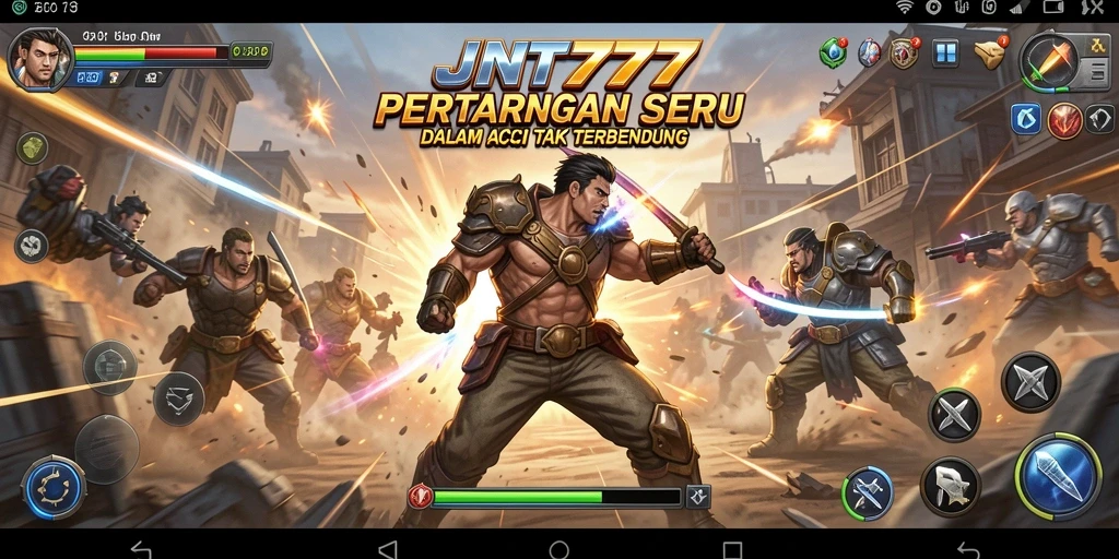 Screenshot gameplay JNT777 menampilkan aksi pertarungan yang intens.