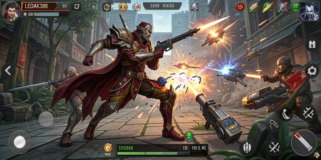 Screenshot utama LEDAK388 menampilkan aksi pertempuran strategi yang seru.