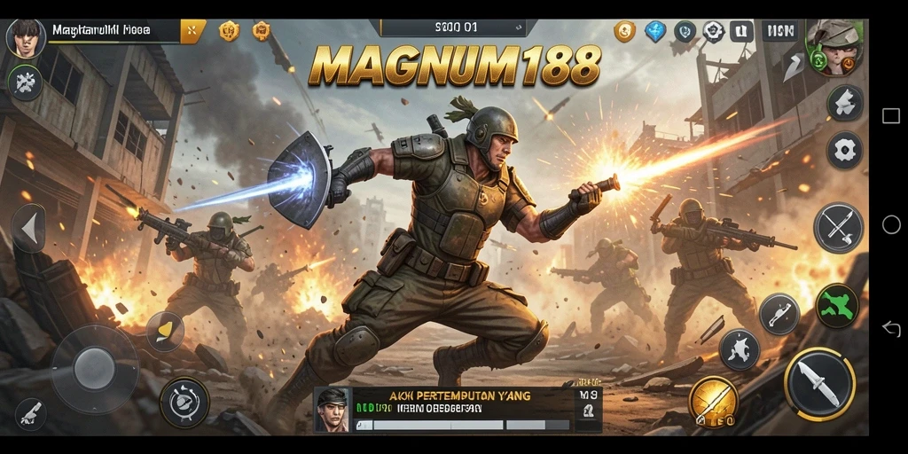 Screenshot MAGNUM188 menampilkan aksi pertempuran yang intens dan mendebarkan.
