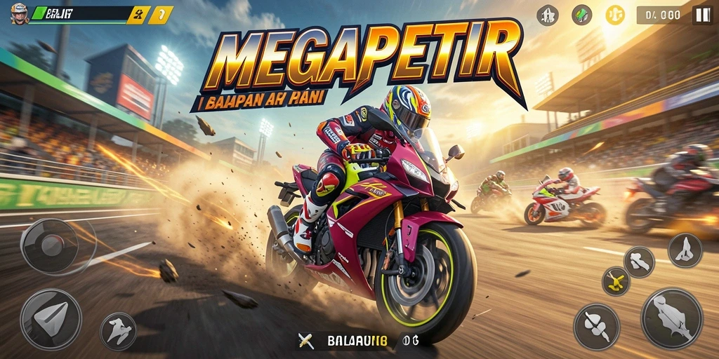 Gameplay mendebarkan di lintasan balapan MEGAPETIR.