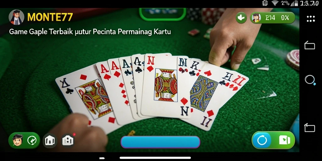Tampilan gameplay MONTE77 yang menarik dan interaktif saat bermain Gaple.