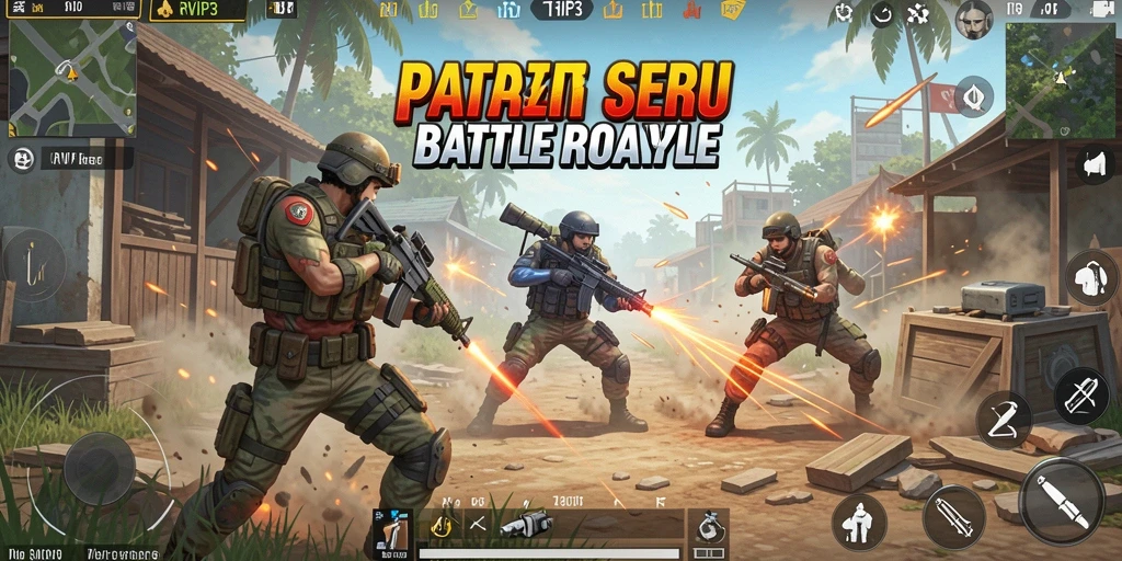 Tampilan aksi mendebarkan dalam gameplay RVIP3 di arena Battle Royale.