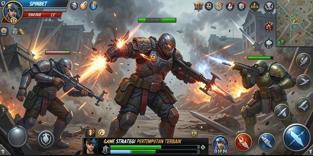 Screenshot SPINBET menunjukkan aksi pertempuran mendebarkan dengan grafis menawan.