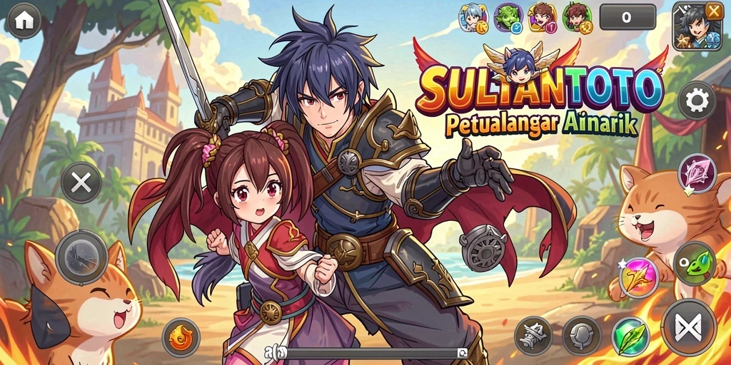 Screenshot SULTANTOTO menunjukkan karakter anime yang beraksi dalam gameplay menarik.