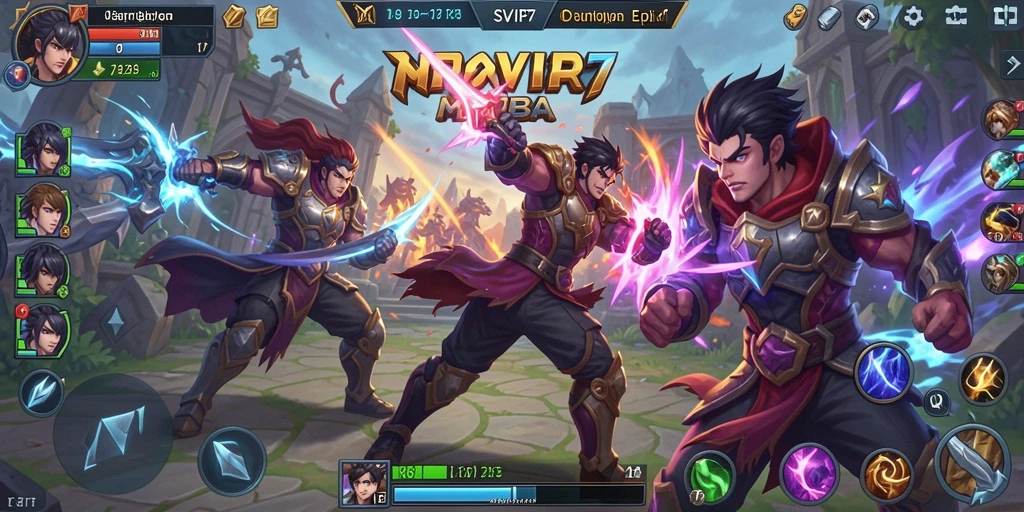 Screenshot gameplay SVIP7 yang menampilkan aksi seru dalam pertempuran MOBA.