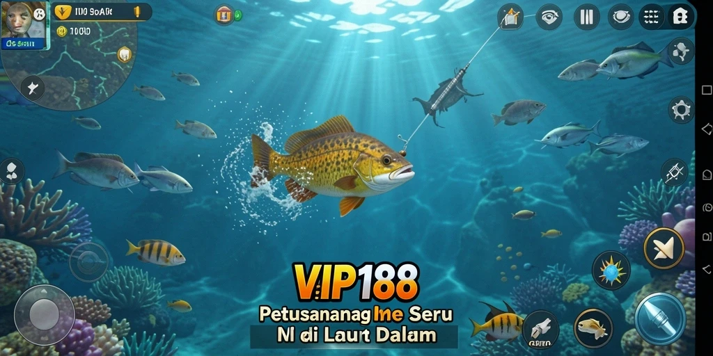 Screenshot gameplay <strong>VIP188</strong> menampilkan petualangan memancing seru di laut.