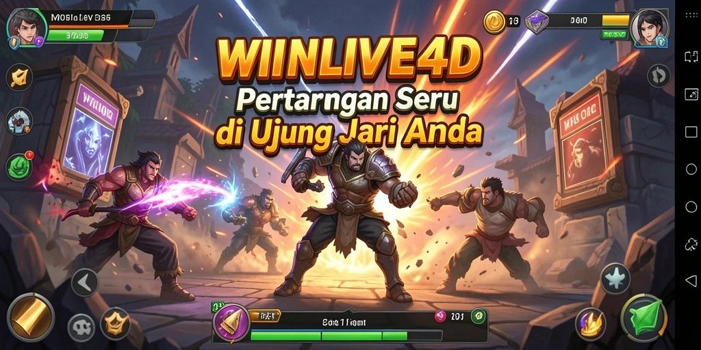 Tampilan gameplay seru dari WINLIVE4D dengan pertarungan epik.